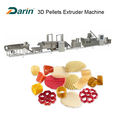 Single Screw 3D Pellets Fryer Snacks Making Machine Stainless Steel