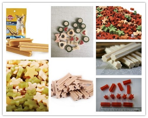 Continuous Pet Food Extruder Chewing Treat Processing Line , Dog Snacks Making Machine