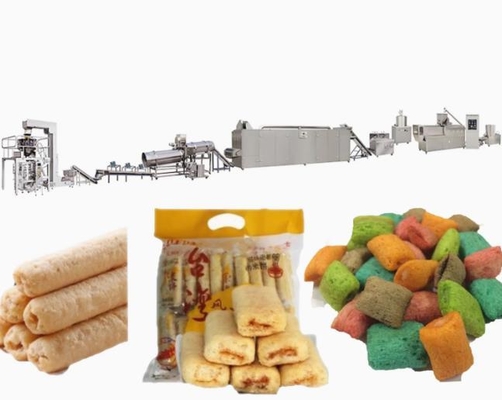 Oat Wheat Rice Puff Extruder Machine equiped with Packing Machine