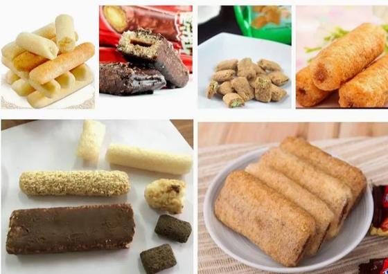 Self cleaning Corn Puff Snack Extruder Food Processing Line With Finish Mixing Extruding Shaping