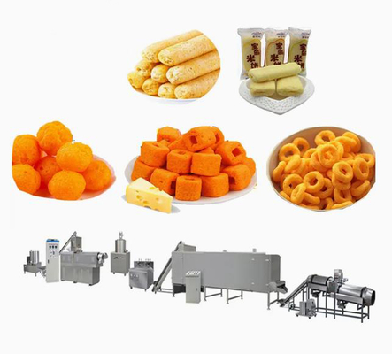 Puffed food extruder Machine / frying snack food processing line