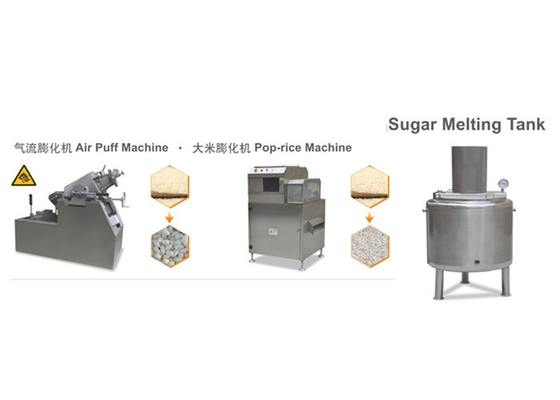 High Output Puffed Cereal Bar Making Machine , Multifunctional Rice Ball Sugar Production Line
