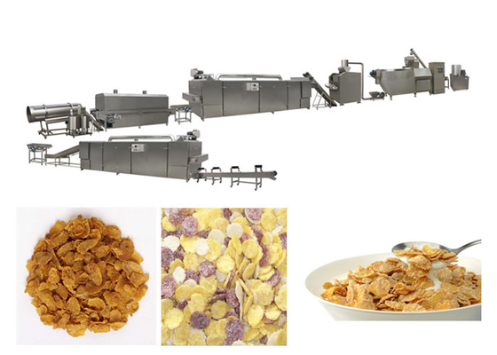 Full Automatic Breakfast Cereal Corn Flakes Extrusion Machine Stailess Steel Siemens Motor PLC