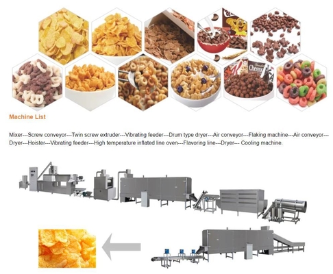 Breakfast Cereal Bar / Corn Flakes Production Line with CE Standard