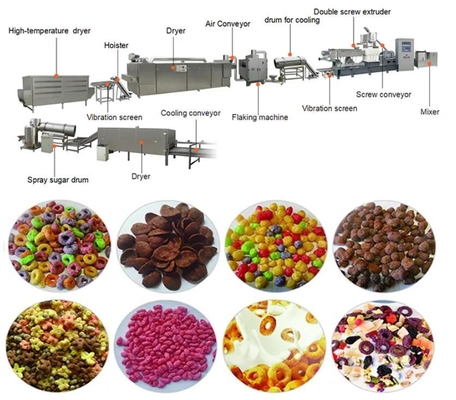 Double Screw Extruder Corn Flakes Making Machine Easy Operation