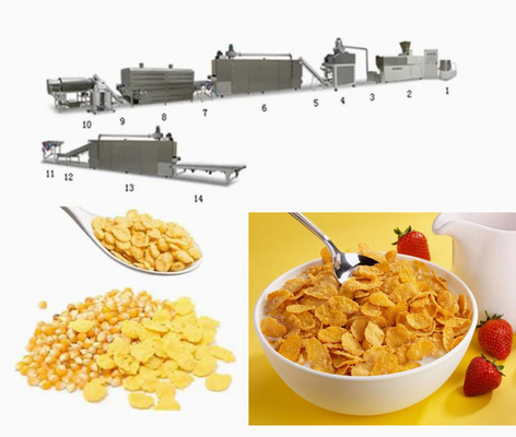 Stainless steel Corn Flakes Processing Line Twin Screw Extruder Machine