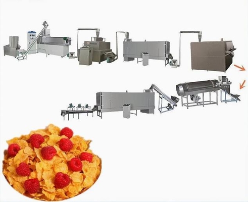 200-500kg Kellogg Roasted Breakfast Cereal Corn Flakes Snack Food Extruder Machine