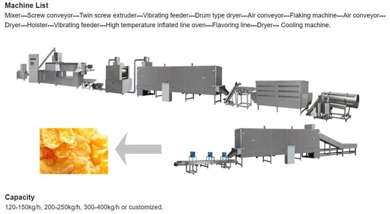 Breakfast Fruit Loops / Cereal Corn Flakes Processing Line with CE Standard
