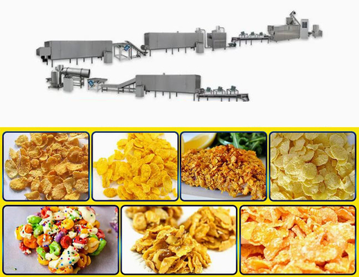 Twin Screw Extruder Corn Flakes Processing Line with different shapes