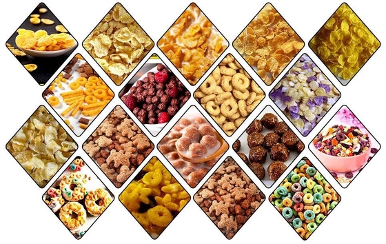 Twin Screw Extruder Corn Flakes Processing Line with different shapes