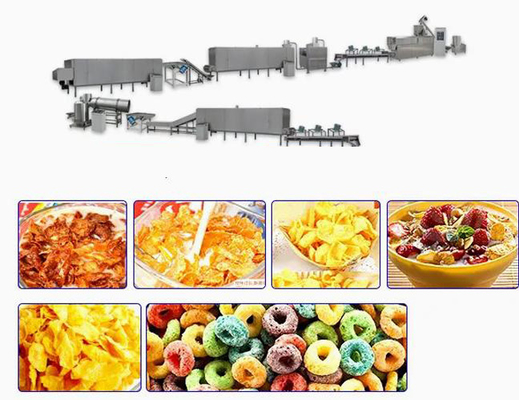 Twin Screw Extruder Corn Flakes Processing Line with different shapes
