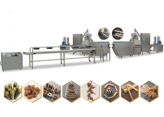 Bi - Color Twist Shaped Dog Food Extrusion Machine Treats Snacks Processing Line