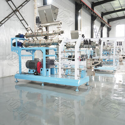 Twin-screw wet Fish Food Extruder Floating Tilapia Fish Feed Drying Equipment Grinder Blender and Flavoring System