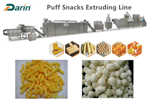 Crispy Corn Puff Snack Machine Twin Screw Soybean Rice Extruder Stainless Steel Materials