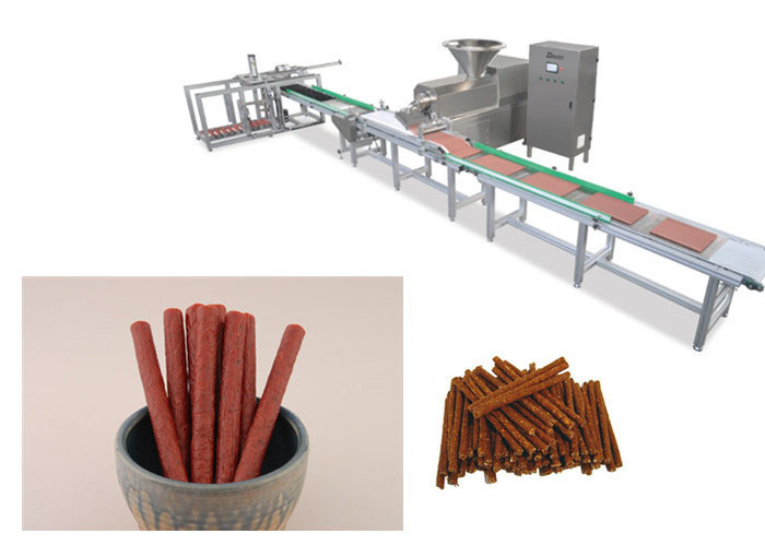 Stainless Steel Pet Food Production Line Meat Strip Forming With Auto Tray System