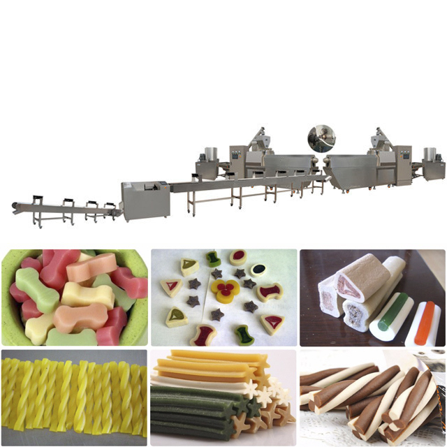 CE Certified Dental Care Pet Treat Dog Snack Chews Extruding Machine Dog Bone Processing Line with Capacity 200-250kg