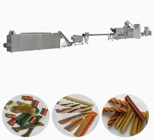 New Flavored Dental Twist Dog Food Production Line 100kg/Hr Two Color Pet Treats