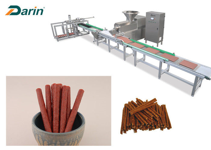 Stainless Steel Pet Food Production Line Meat Strip Forming With Auto Tray System