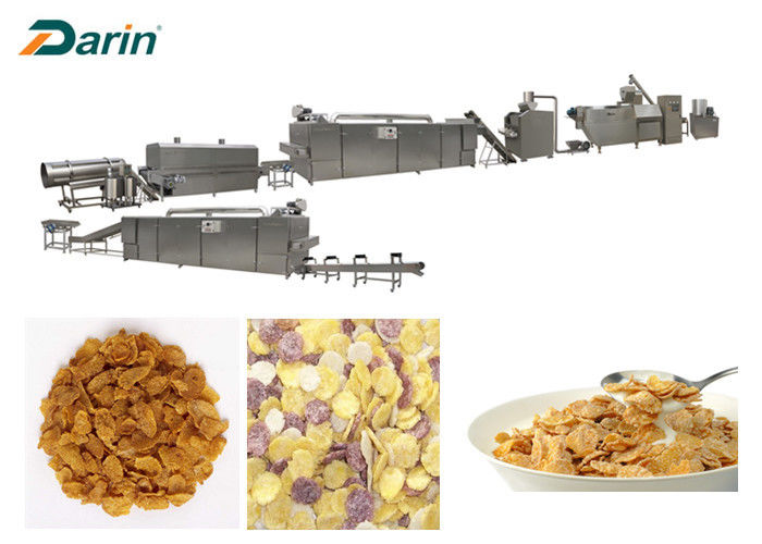 Full Automatic Breakfast Cereal Corn Flakes Extrusion Machine Stailess Steel Siemens Motor PLC