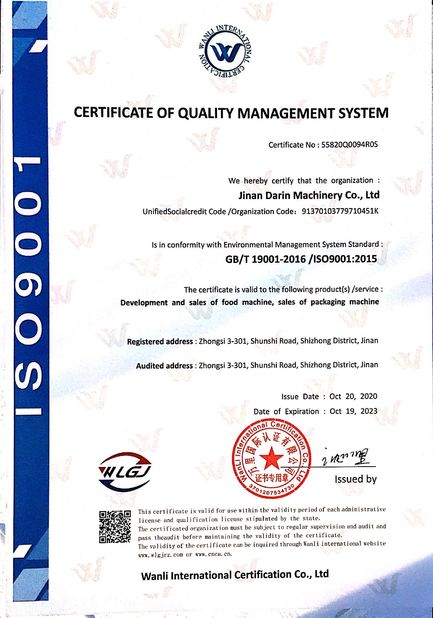 China Jinan Darin Machinery Co., Ltd. certification